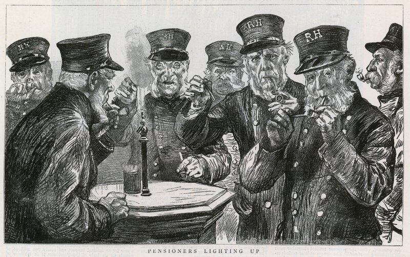 Pensionnaires de Chelsea allumant des lumières - English School