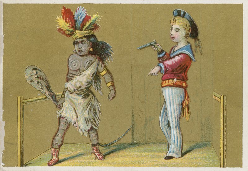 Enfant avec fusil et enfant indigène - English School