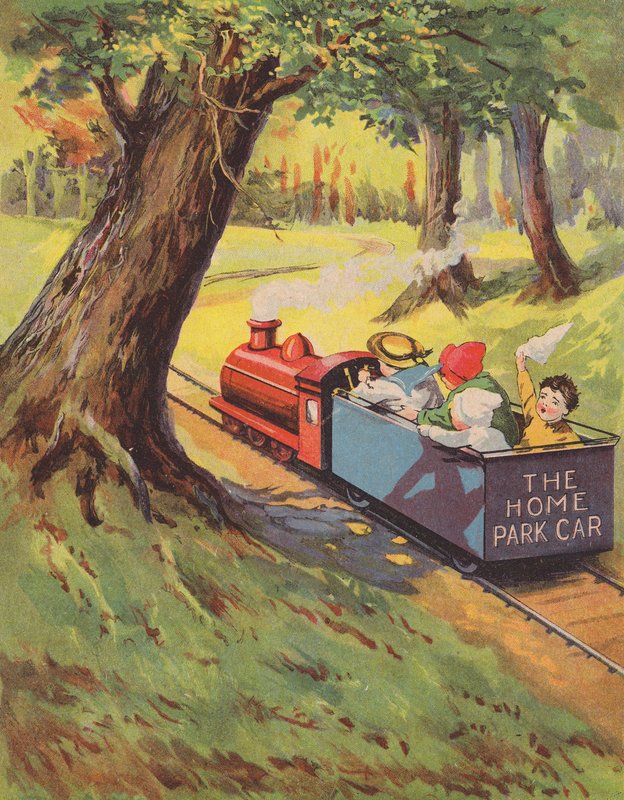 Enfants montant sur un chemin de fer miniature - English School