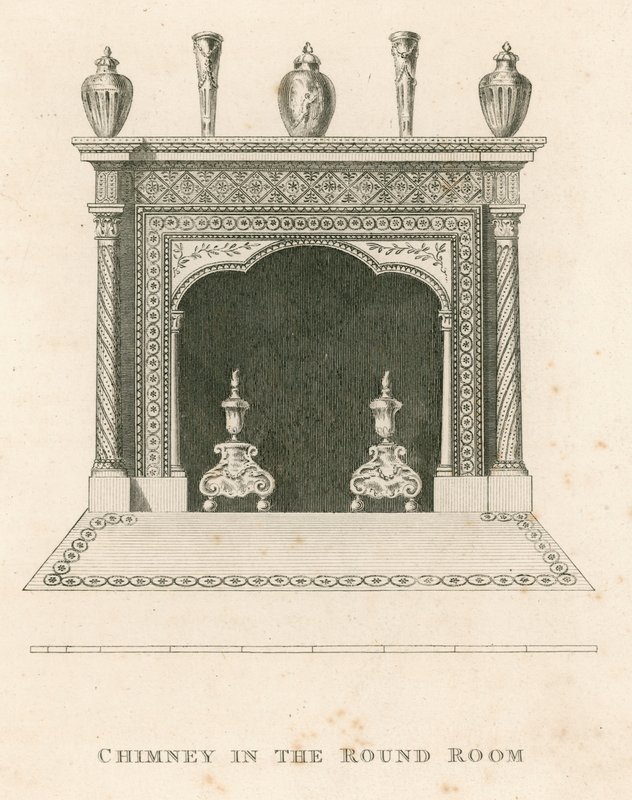 Cheminée dans la salle ronde, Strawberry Hill, Twickenham, Londres - English School