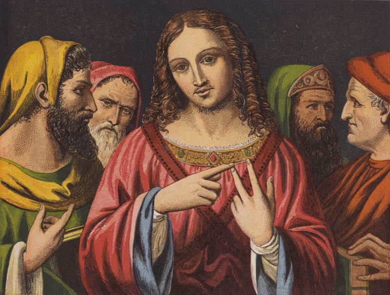 Le Christ et les docteurs juifs (chromolithographie) - English School