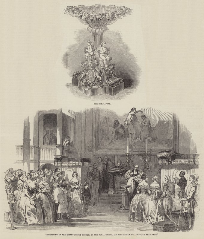 Baptême du prince Arthur, dans la chapelle royale, au palais de Buckingham (gravure) - English School
