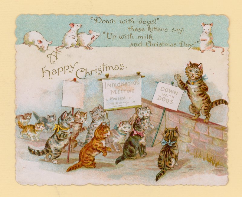 Carte de Noël, avec des chats et des souris - English School