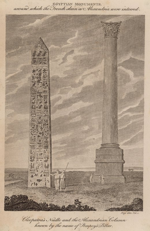 Aiguille de Cléopâtre et la colonne alexandrine connue sous le nom de Pilier de Pompée - English School