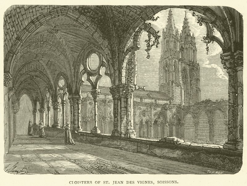 Cloisters of St Jean des Vignes, Soissons (engraving) - English School