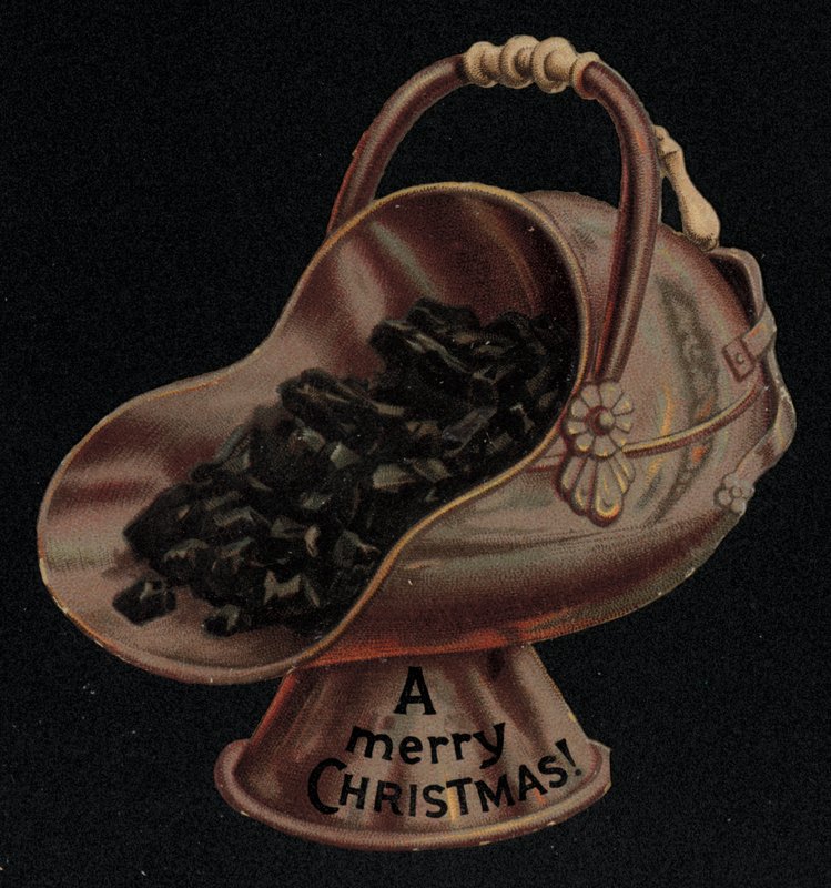 Seau à charbon, carte de vœux de Noël - English School
