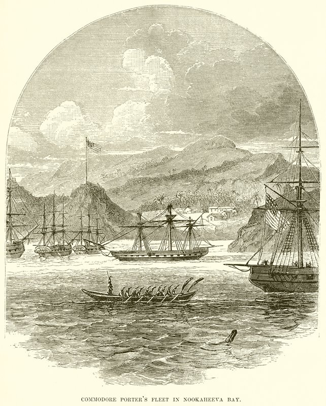Flotte du commodore Porter dans la baie de Nookaheeva - English School
