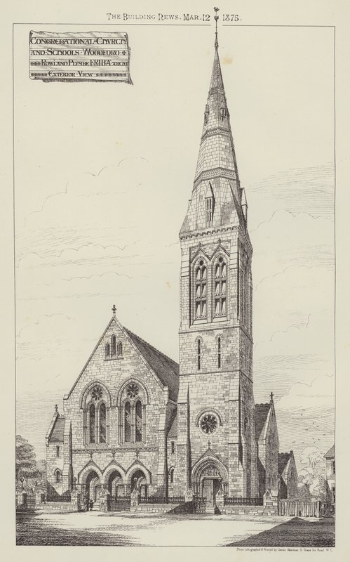 Église et écoles congrégationalistes, Woodford (gravure) - English School