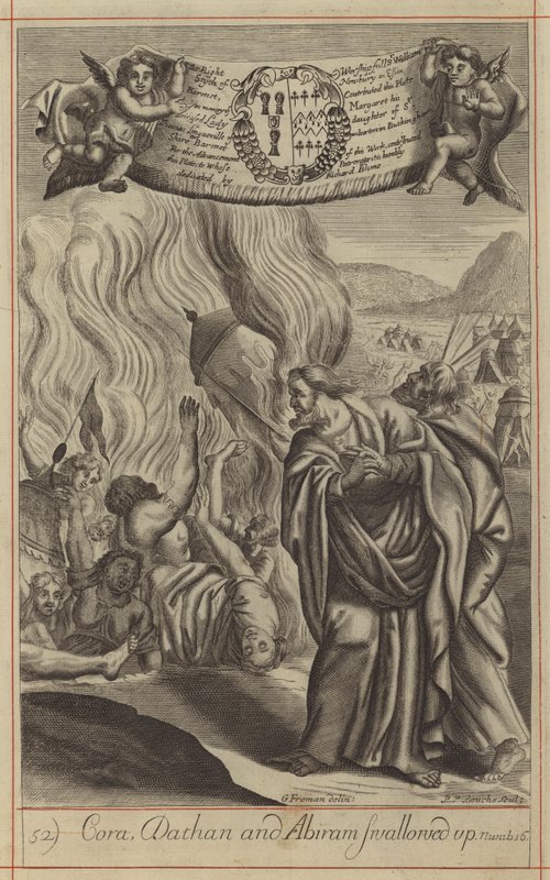 Coré, Dathan et Abiram engloutis (gravure) - English School