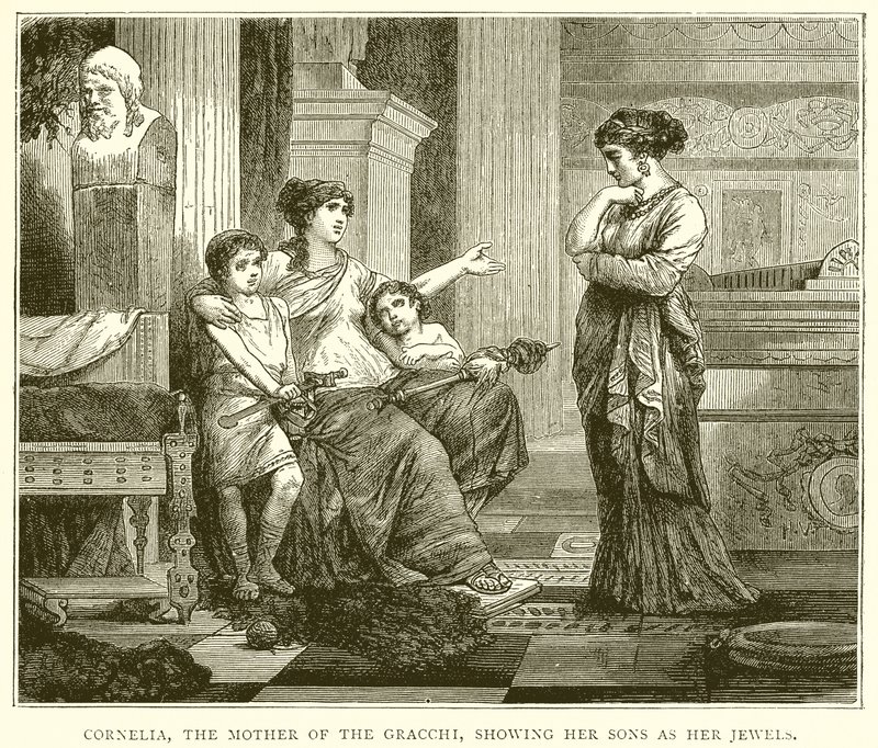 Cornélie, la mère des Gracques, montrant ses fils comme ses bijoux - English School