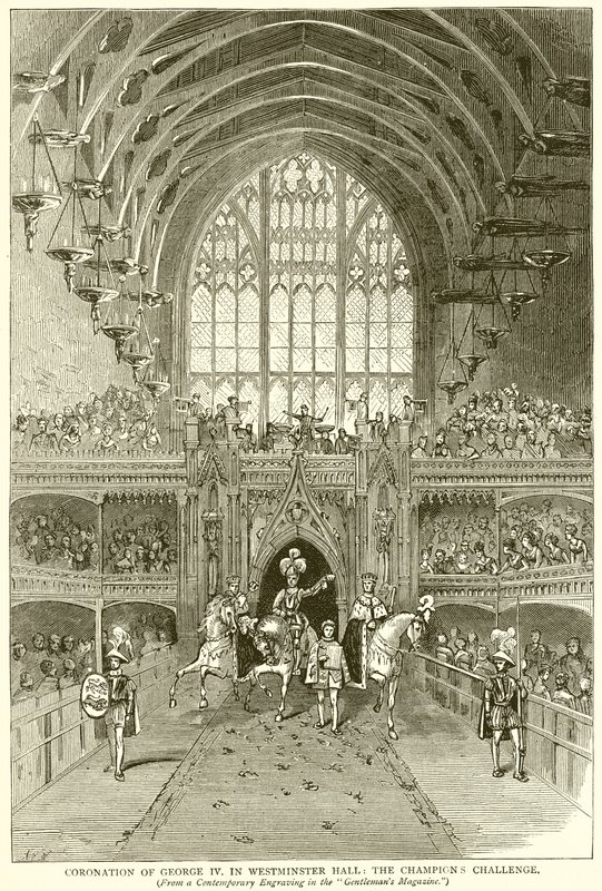 Couronnement de George IV. dans la salle de Westminster : Le défi du champion - English School