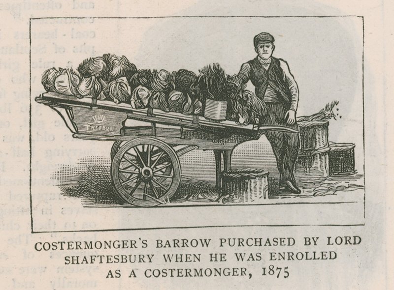 Brouette de costermonger achetée par Lord Shaftesbury lorsqu