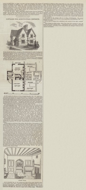 Cottages pour les districts agricoles (gravure) - English School