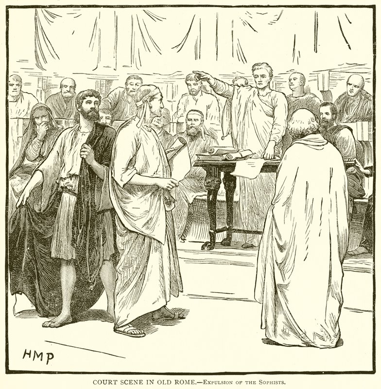 Scène de cour dans la vieille Rome.--Expulsion des sophistes - English School