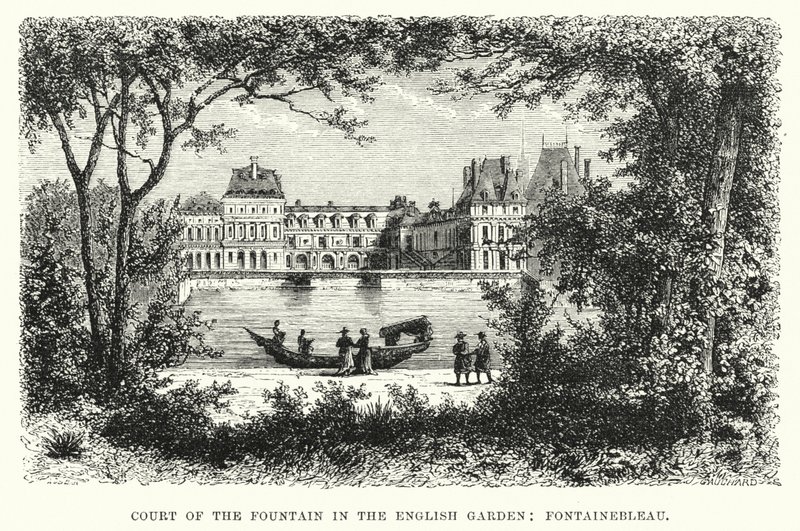 Cour de la fontaine dans le jardin anglais, Fontainebleau - English School
