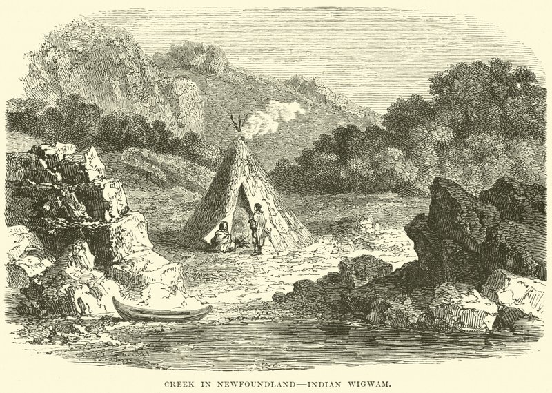 Ruisseau à Terre-Neuve, wigwam indien - English School