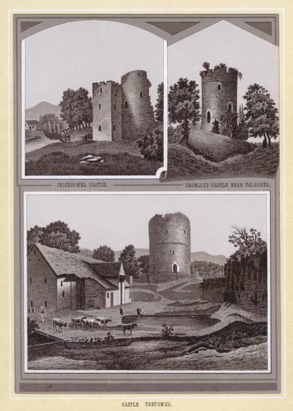 Château de Crickhowel ; Château de Bronllys près de Talgarth ; Château de Tretower - English School