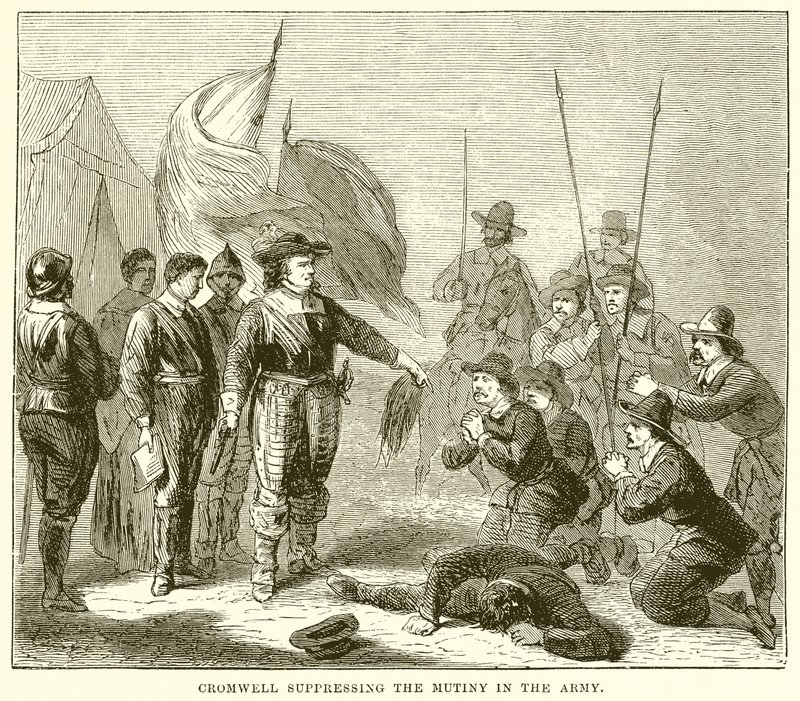 Cromwell réprimant la mutinerie dans l