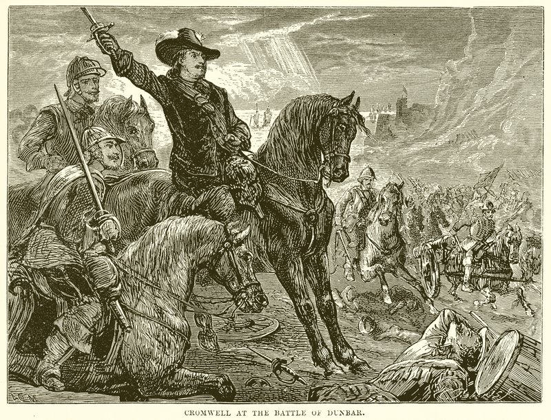 Cromwell à la bataille de Dunbar - English School