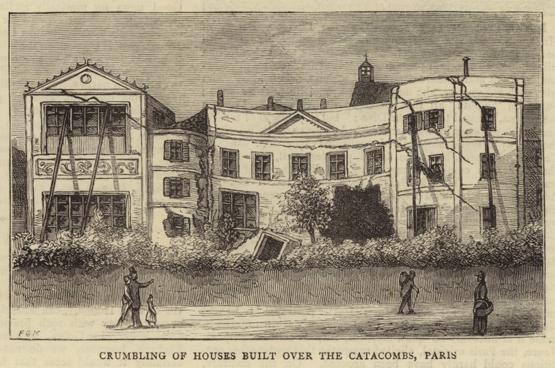 Effondrement des maisons construites sur les catacombes, Paris - English School