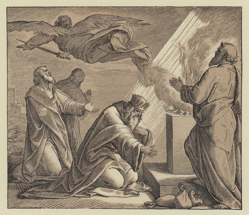 La soumission de David au jugement de Dieu (gravure) - English School