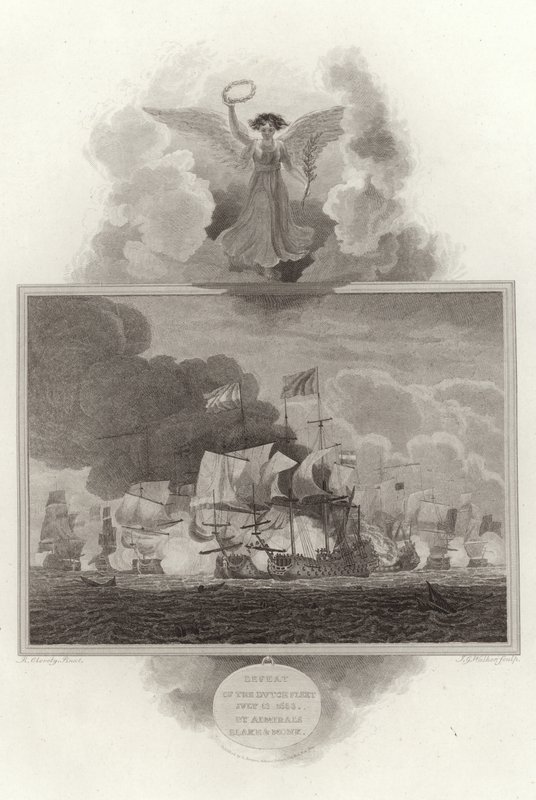 Défaite de la flotte hollandaise, 13 juillet 1653, par les amiraux Blake et Monk - English School