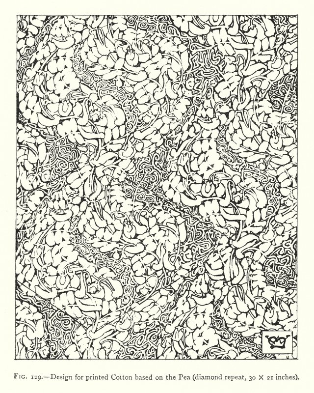 Conception pour coton imprimé basé sur le pois, répétition en losange, 30 × 21 pouces - English School