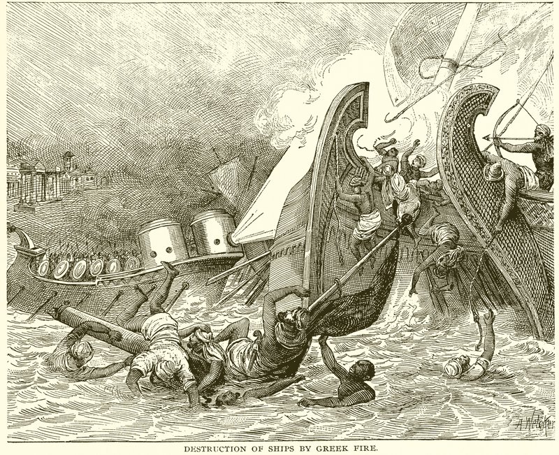Destruction de navires par le feu grégeois - English School