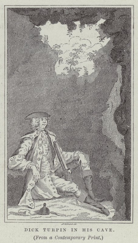 Dick Turpin dans sa grotte (gravure) - English School