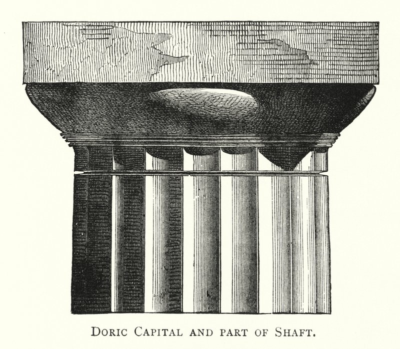 Chapiteau dorique et partie de fût (gravure) - English School