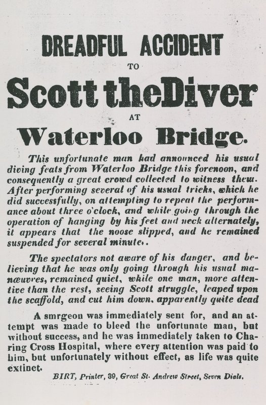Accident tragique de Scott le plongeur au pont de Waterloo - English School