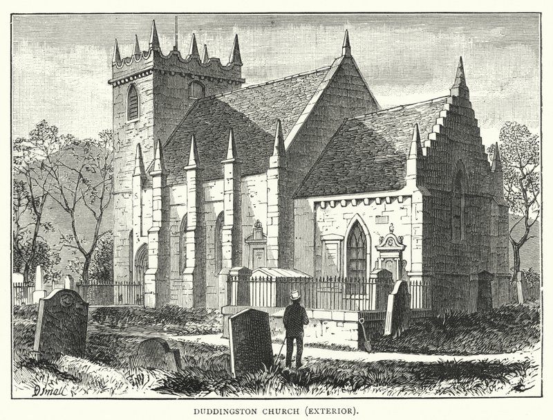 Église de Duddingston, extérieur (gravure) - English School