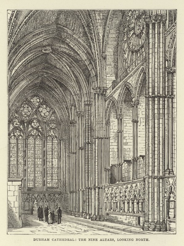 Cathédrale de Durham, les Neuf Autels, vue vers le nord - English School