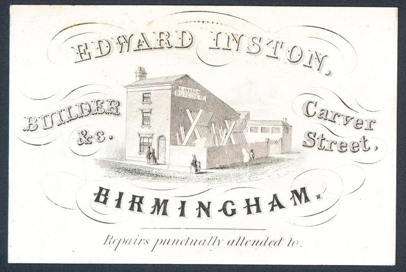 Edward Inston, constructeur, carte de visite - English School