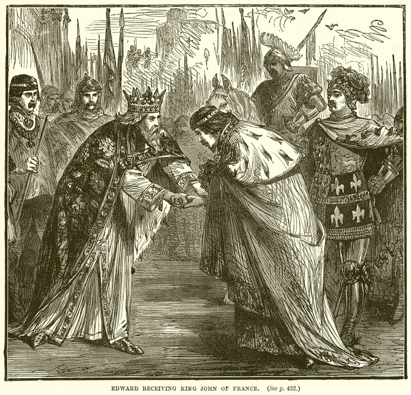 Édouard recevant le roi Jean de France - English School