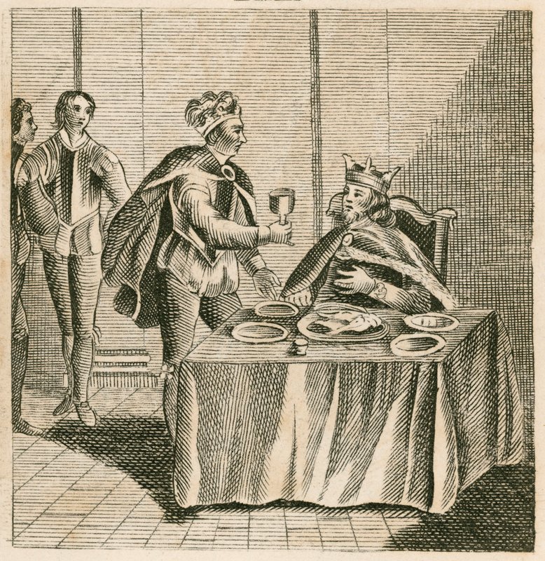 Édouard, le Prince Noir, servant son captif, le roi Jean II de France - English School