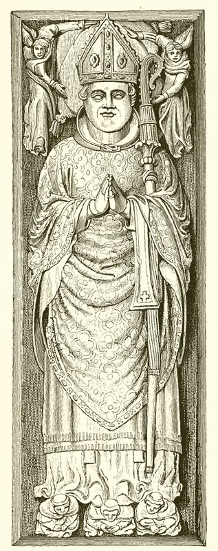 Effigie de Guillaume de Wykeham sur sa tombe dans la cathédrale de Winchester - English School