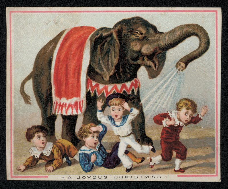 Éléphant arrosant joyeusement des enfants avec de l