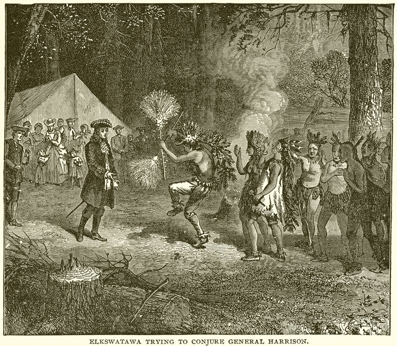 Elkswatawa essayant de conjurer le général Harrison - English School