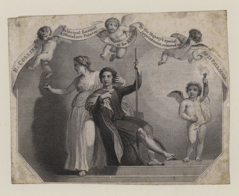 Peintre en émail et miniature, R Collins, carte de visite - English School