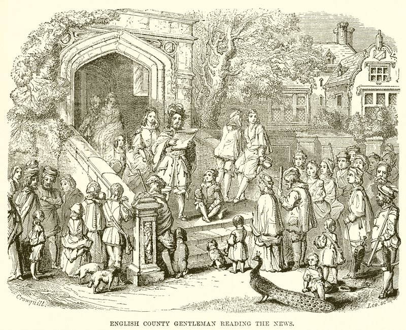 Gentilhomme de campagne anglais lisant les nouvelles - English School
