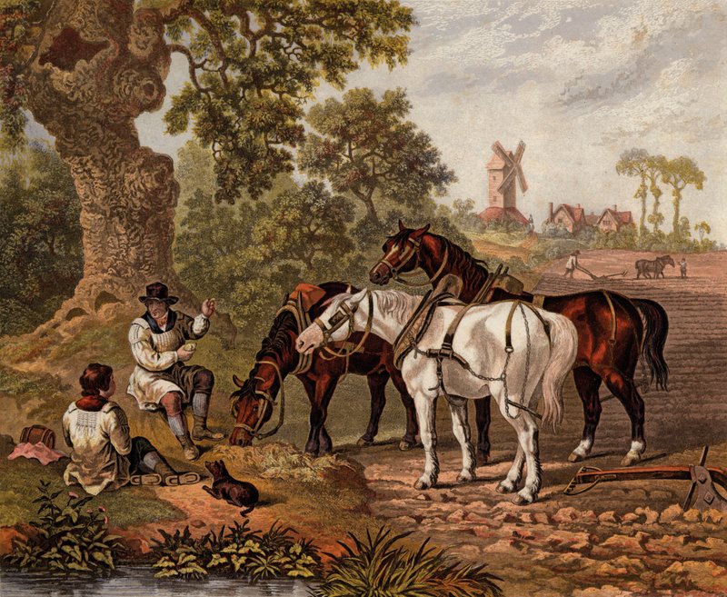 Agriculteurs anglais labourant - English School