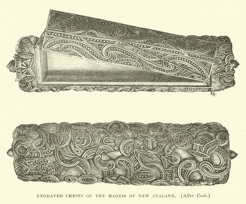 Coffres gravés des Maoris de Nouvelle-Zélande, d