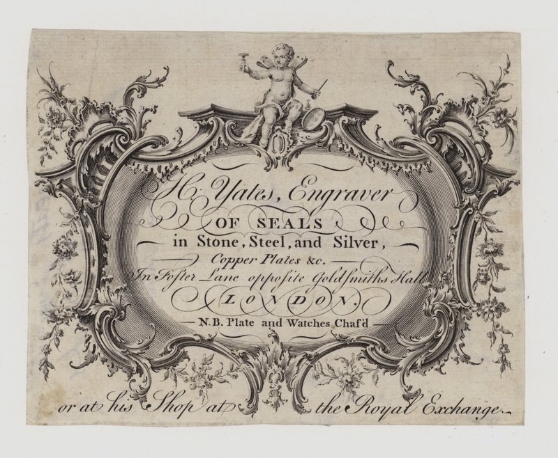 Graveurs de sceaux, H Yates, carte de visite - English School