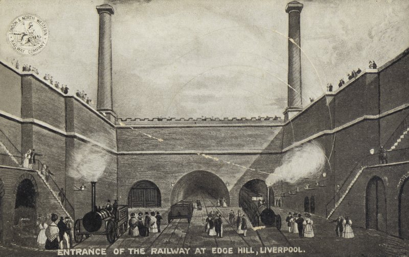 Entrée du chemin de fer à Edge Hill, Liverpool - English School