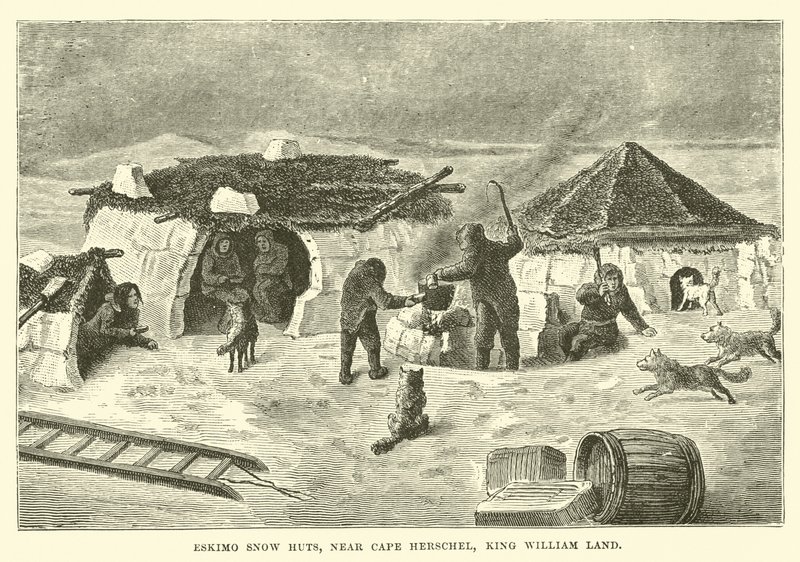 Igloos esquimaux, près du cap Herschel, Terre du Roi Guillaume - English School