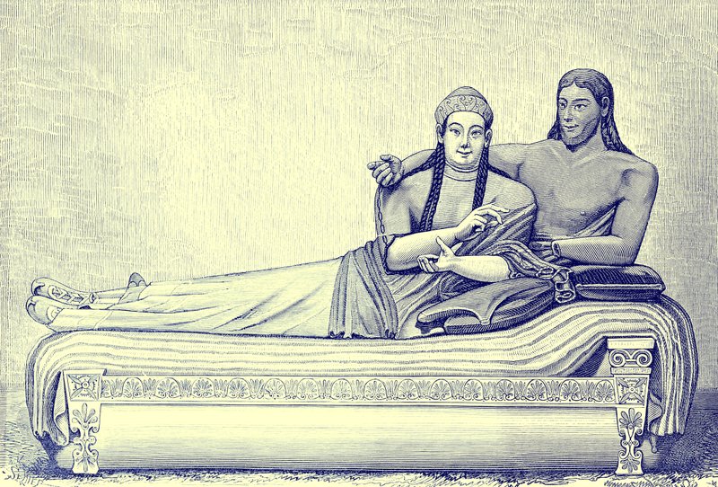 Tombe étrusque, illustration de History of Rome par Victor Duruy, publiée en 1884 - English School
