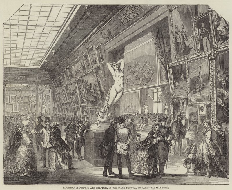 Exposition de peinture et de sculpture, au Palais National à Paris (gravure) - English School