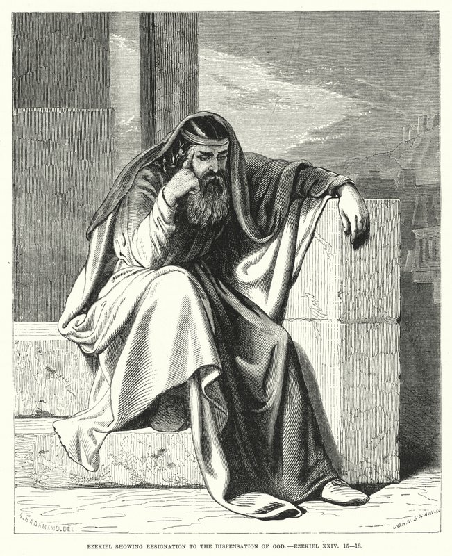 Ézéchiel montrant la résignation à la dispensation de Dieu, Ézéchiel XXIV - English School