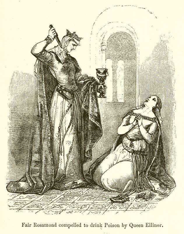 Belle Rosamonde forcée de boire du poison par la reine Éléonore - English School